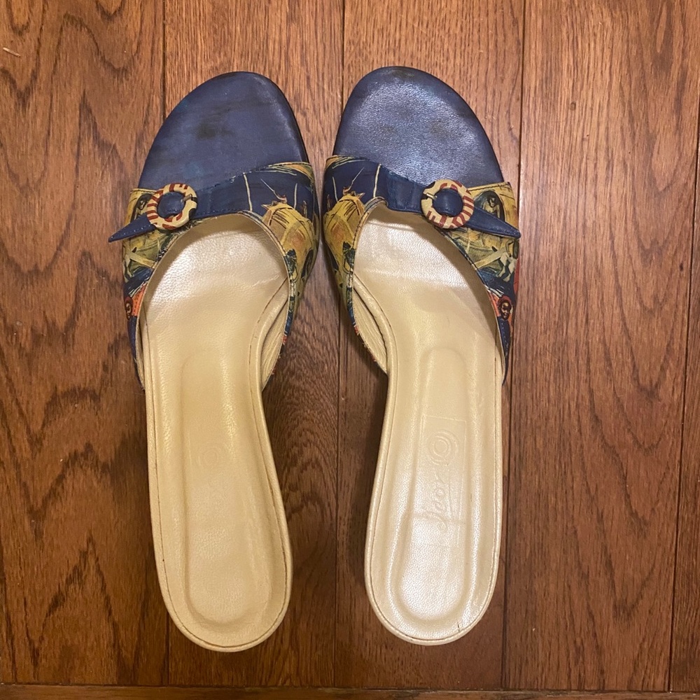 Icon leather slip on heels